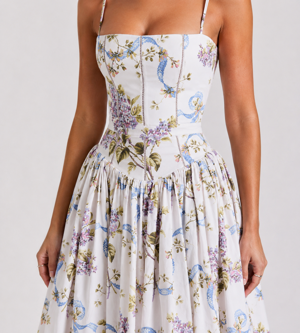 Elegant Lilac Garden Midi Dress