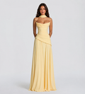 Strapless Scarf Drape Corset Maxi Dress - Lemon