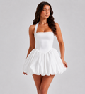 Halter Corset Bubble Mini Dress - White