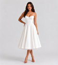 Corset Tulle Midi Dress with Pockets - White
