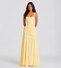 Square Neck Draped Corset Maxi Dress - Lemon