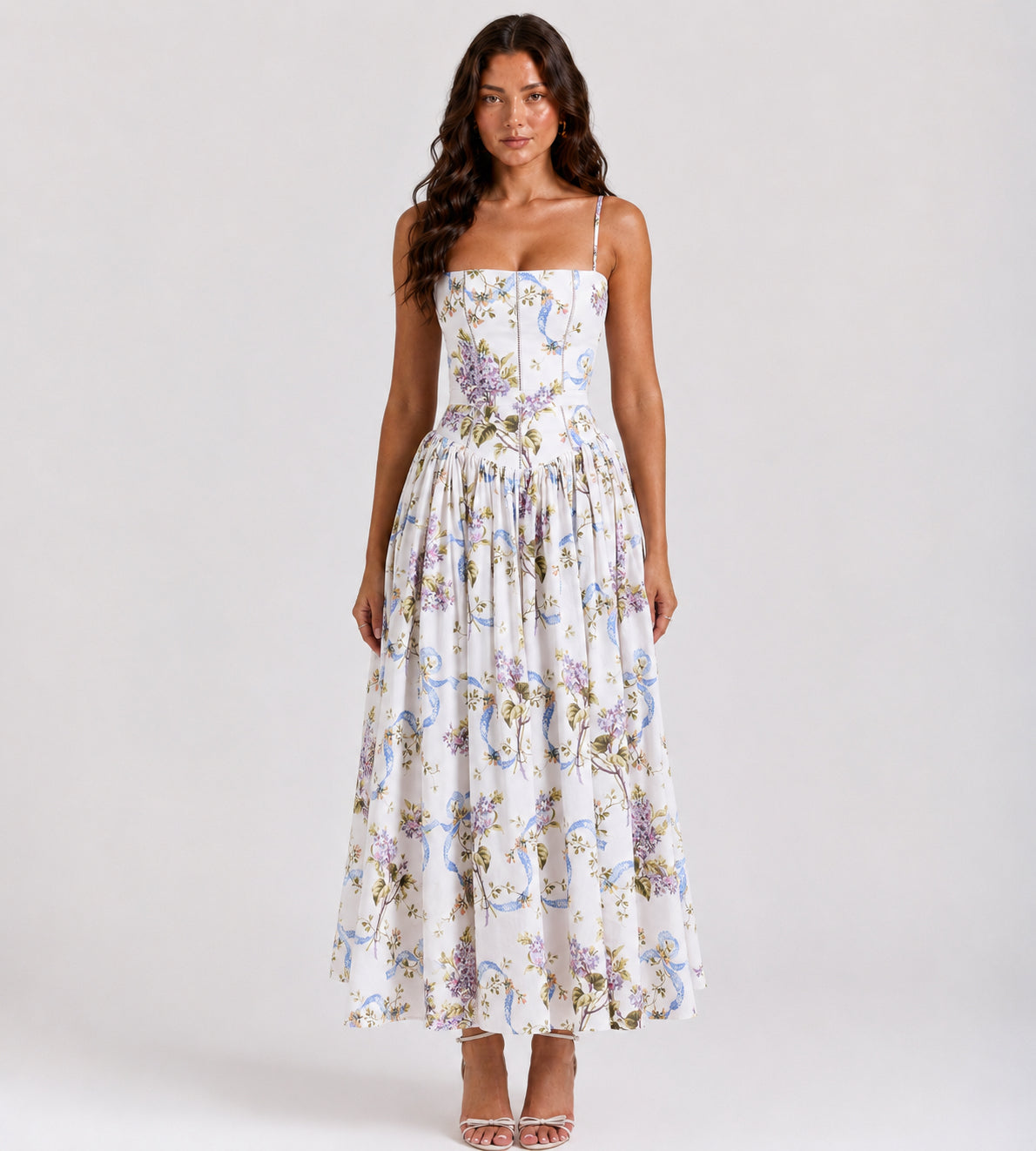 Elegant Lilac Garden Midi Dress