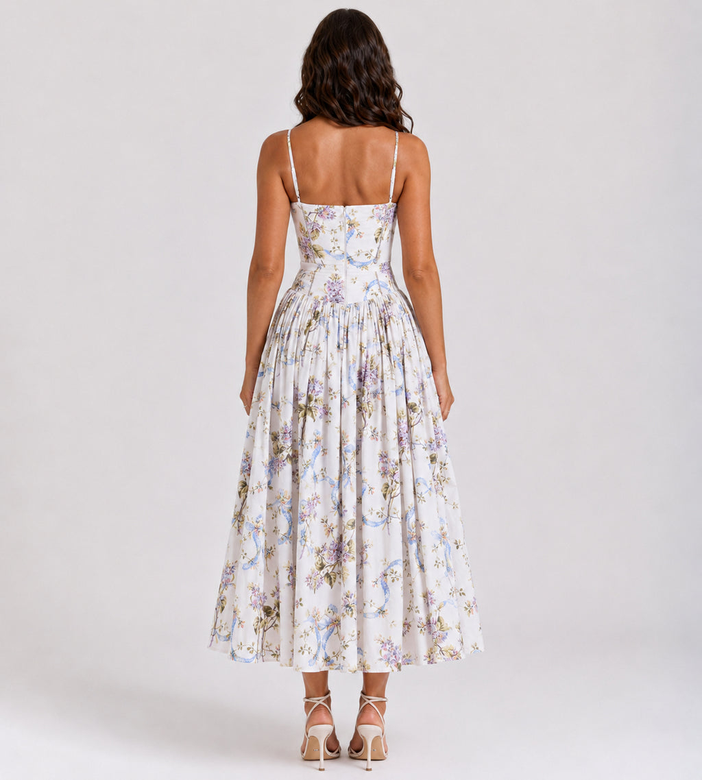 Elegant Lilac Garden Midi Dress