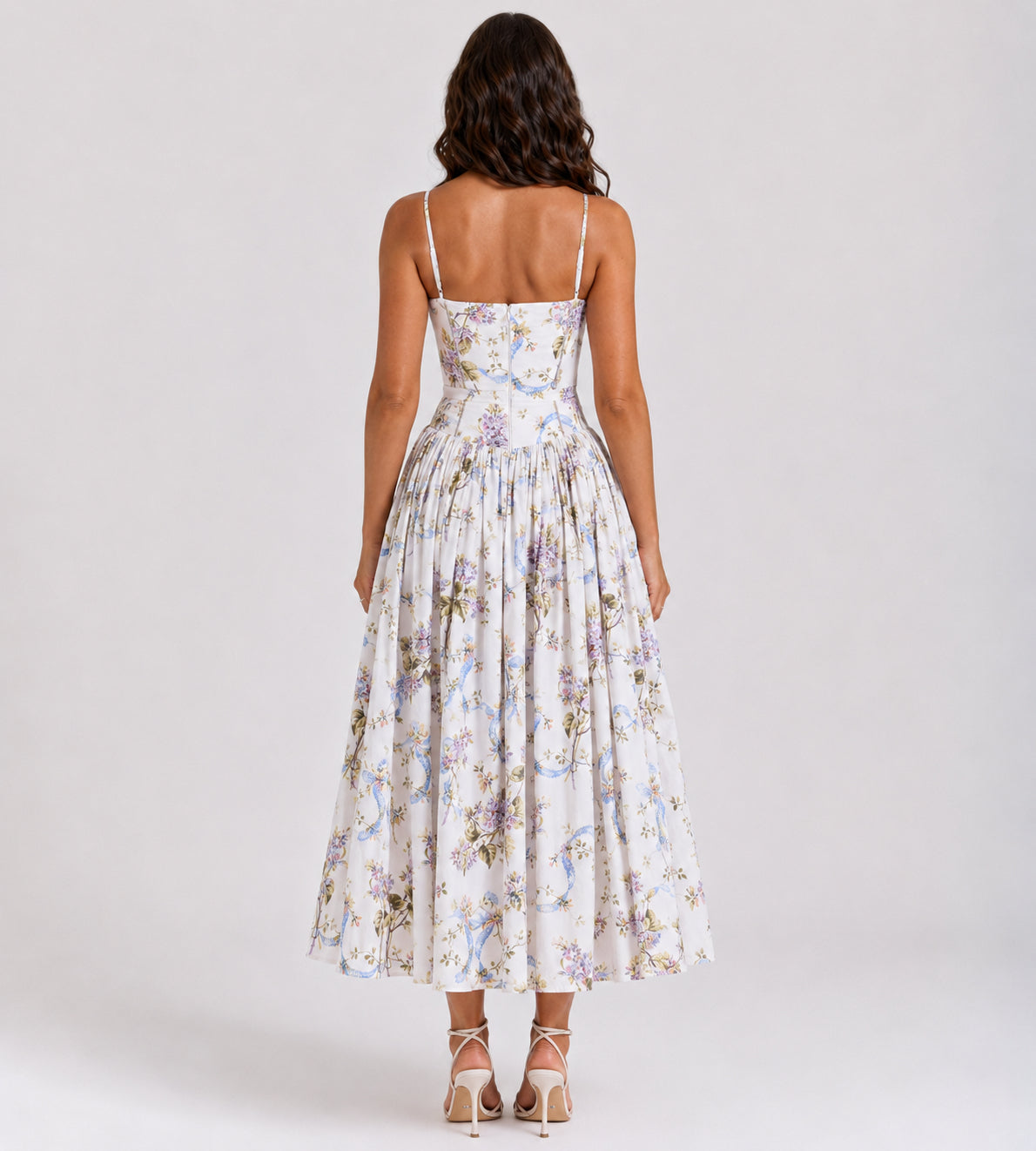 Elegant Lilac Garden Midi Dress