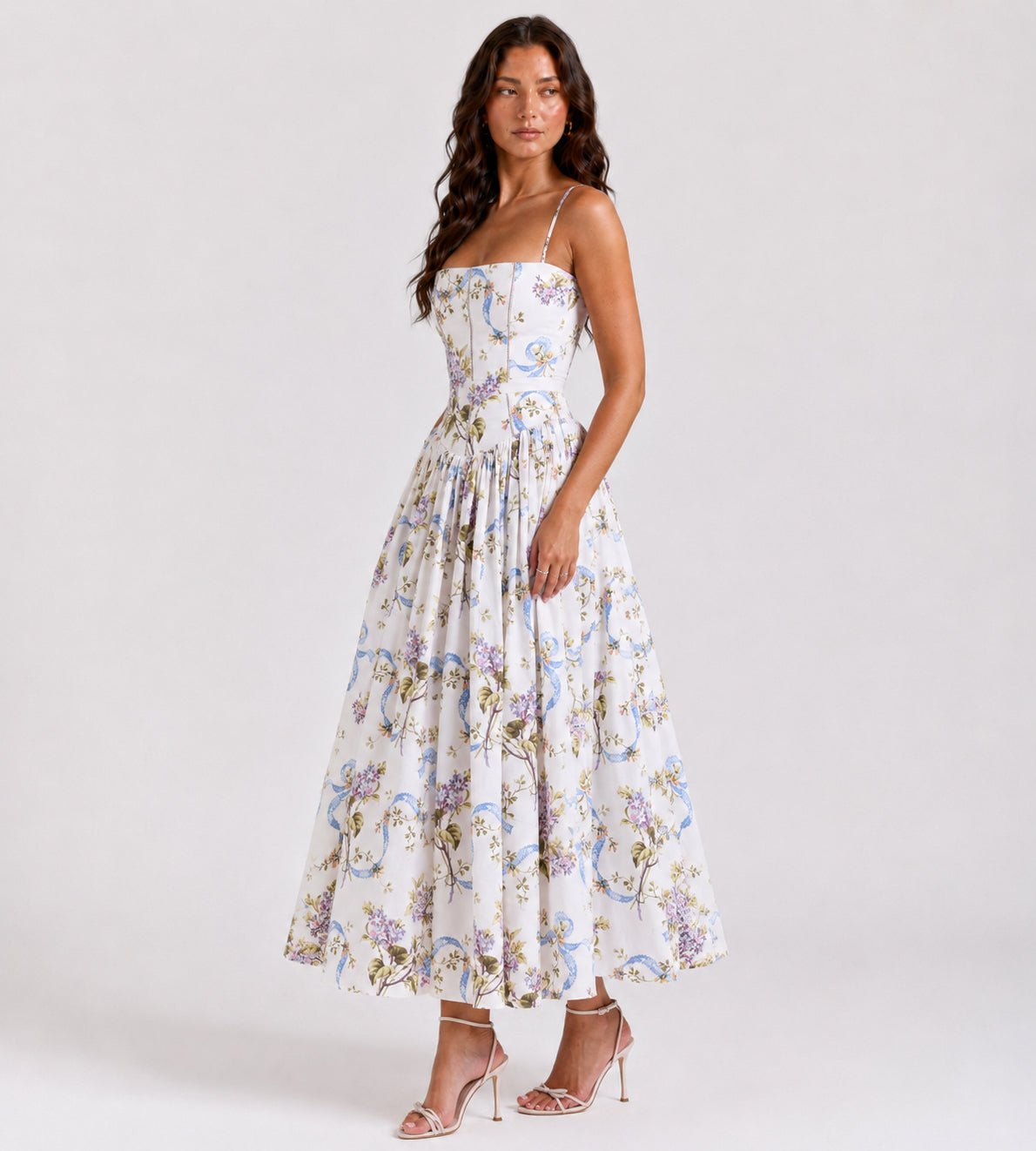 Elegant Lilac Garden Midi Dress
