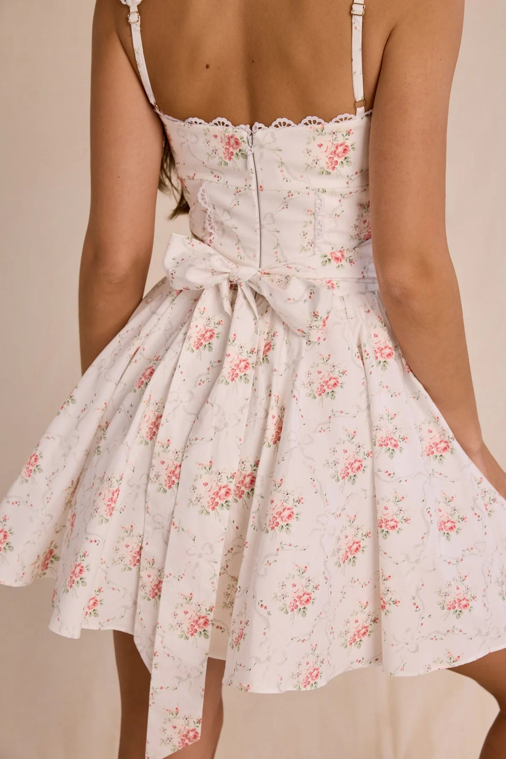 White Floral Corset Mini Dress