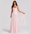 Strapless Scarf Drape Corset Maxi Dress - Pink